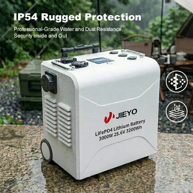 3000W 25.6V 3200Wh LiFePO4 Portable Power Station IP54 Water and Dust Resistance
